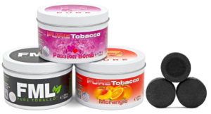 Pure Tobacco Shisha (3 X 250g + Quick Light Charcoal)